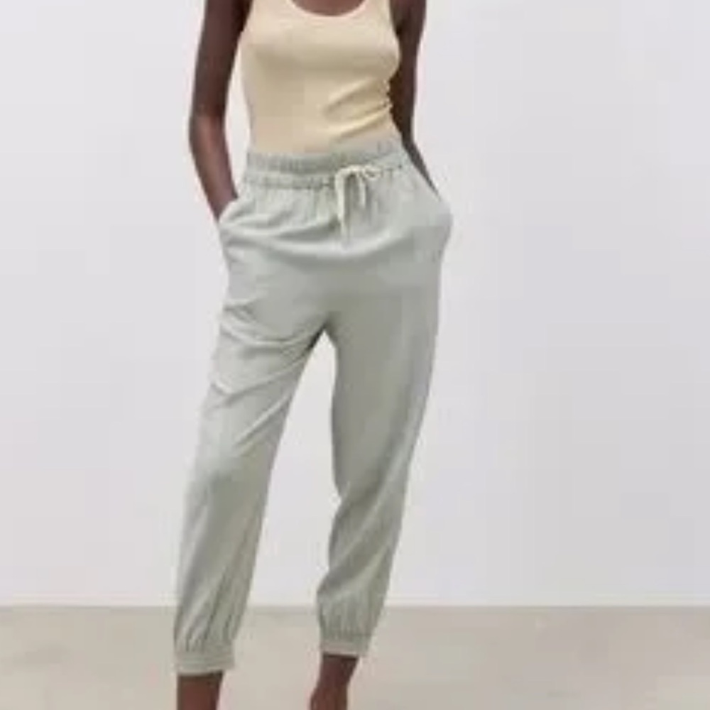 Zara Light Gray Drawstring Joggers